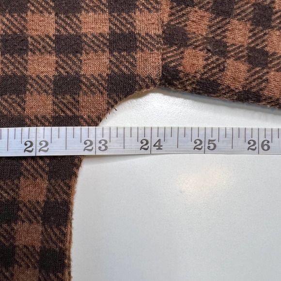 Soft Surroundings Women's Tunic Brown / Black Plaid Peasant V-Neck Top Size L - Picture 5 of 8